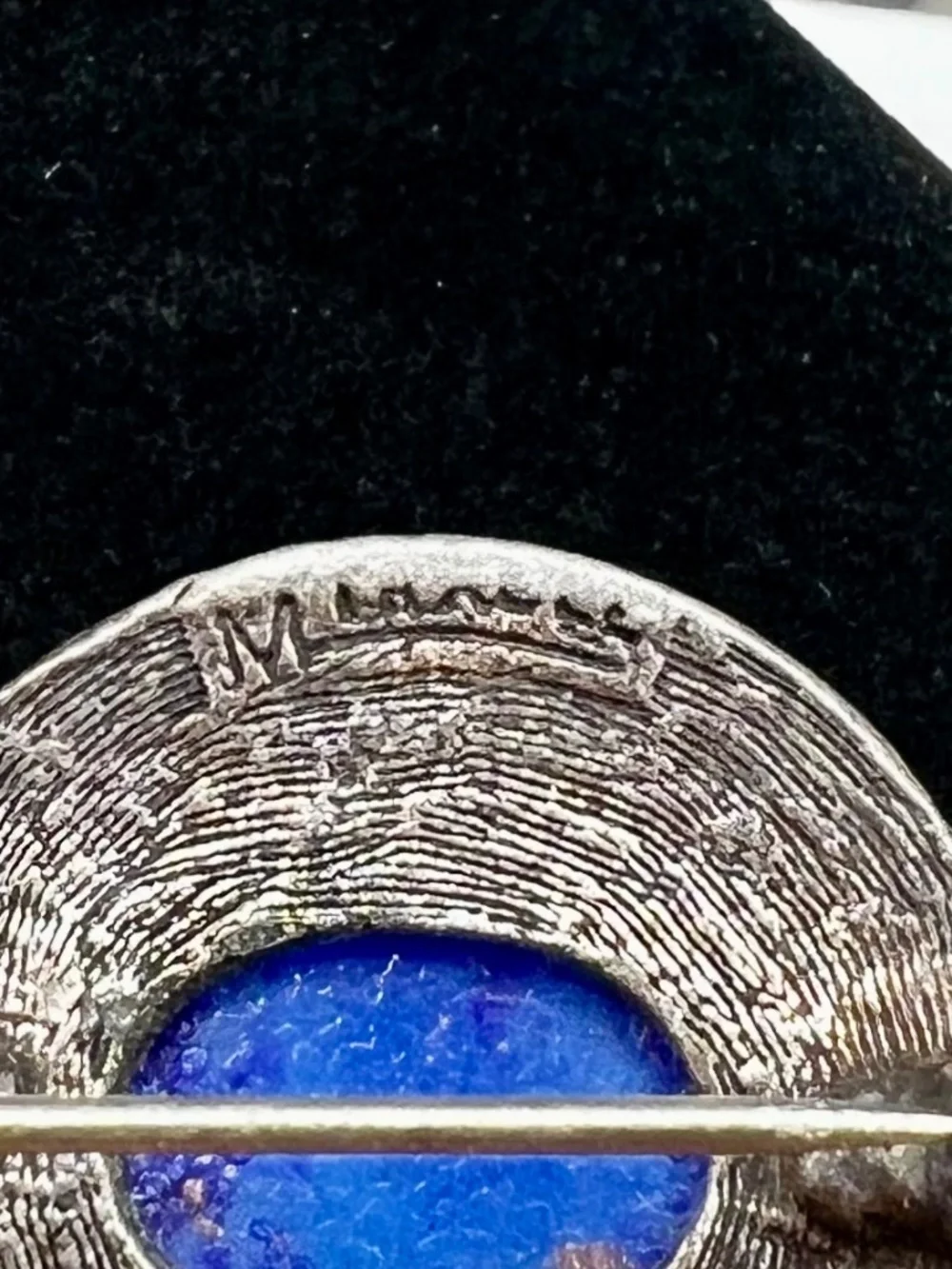 For @airene613 Only Miracle Pewter Sword Brooch Lapis Glass Cabochon